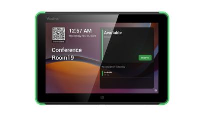 Picture of Yealink Roompanel Android based Scheduling Panel 8-inch, flush mount kit for wall or glass, 20° Tilt, PSU included, Yealink Platform, Microsoft Teams,