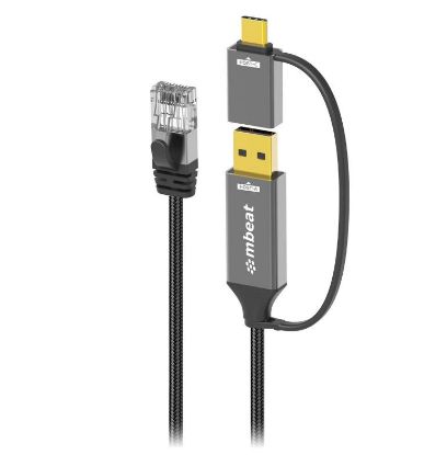Picture of mbeat Tough Link 2m USB & USB-C to RJ45 Ethernet Cable - Space Grey