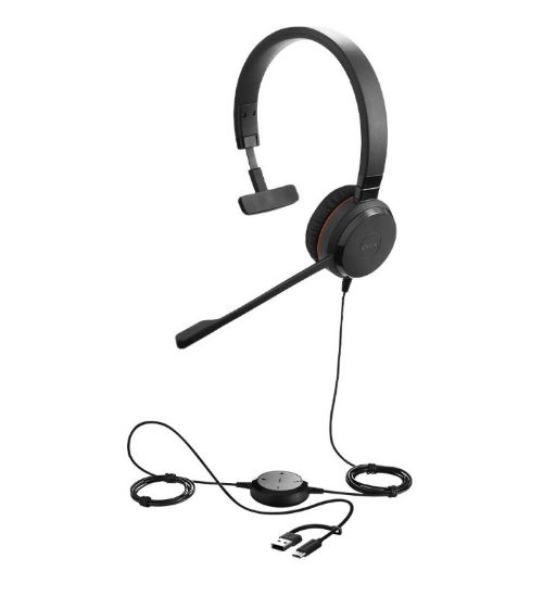 Picture of Jabra Evolve 30 II, USB C/A Mono MS Headset, Great calls and music, Plug-and-play connectivity, Manage calls easily, Flexible connectivity via 3.5 mm