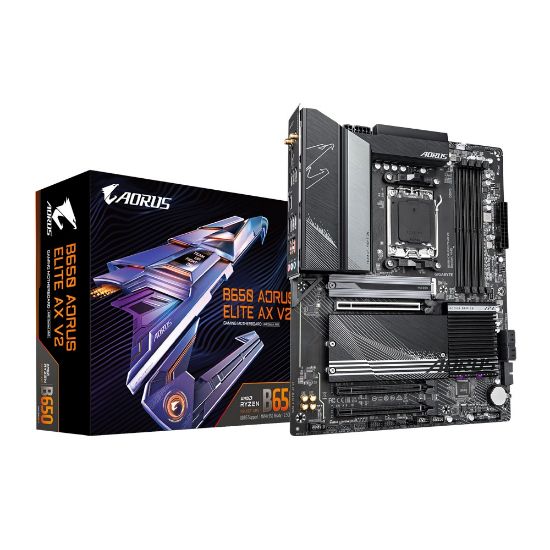 Picture of Gigabyte B650 AORUS ELITE AX V2 AMD AM5 ATX Motherboard 4x DDR5~128GB,3x PCIe x16, 3x M.2, 4x SATA 6, 7x USB 3.2, 1x USB-C, 4x USB 2.0