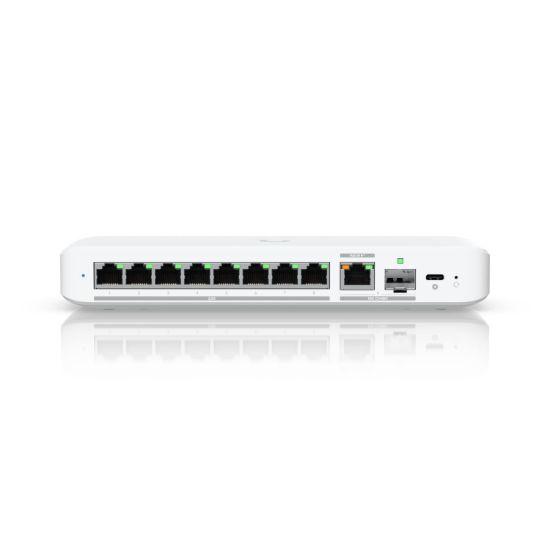 Picture of Ubiquiti Flex 2.5G, Flexible, 8-port 2.5 GbE Switch,10 GbE RJ45/SFP+ Combination Uplink Port, Powered With USB-C /PoE+ adapter,