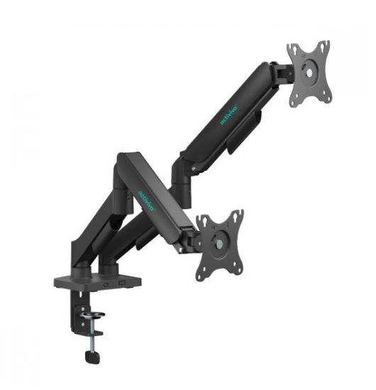Picture of mbeat® activiva Ergolife Dual-Screen Gas Spring Monitor Arm allows you to smoothly adjust the height, angle, and tilt of both screens with minimal