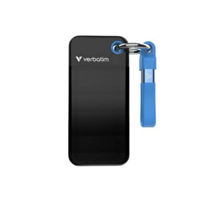 Picture of Verbatim 2TB Pocket SSD USB 3.2 Gen 2 1TB Black Orange Convenient Keyring cable holder. Compact, Rugged. Ultra Lightweight Performance 58g Portable B