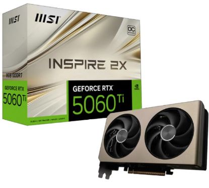 Picture of MSI nVidia GeForce RTX™ 5060 Ti 8G INSPIRE 2X OC, PCI Express® Gen 5 x 16, Boost: 2617 MHz, CUDA 4608 Units, 8GB GDDR7, HDMI™ x 1