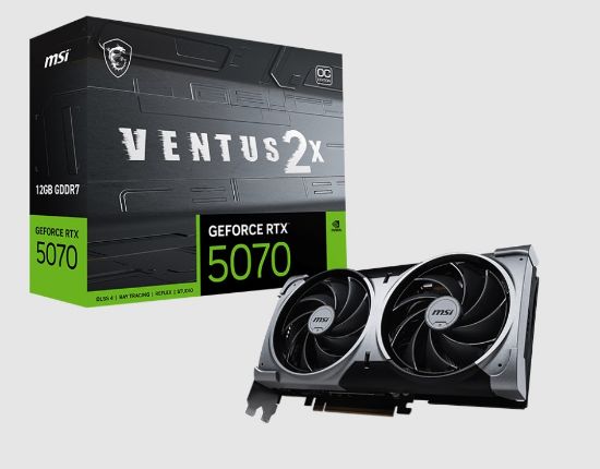 Picture of MSI nVidia GeForce RTX™ 5070 12G VENTUS 2X OC, PCI Express® Gen 5, Boost: 2542 MHz, CUDA 6144 Units, 12GB GDDR7, HDMI™ x 1