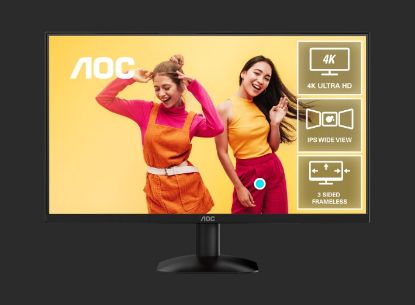Picture of AOC 27' 4K 3840 x 2160 (UHD), IPS 60Hz, 4ms, HDR10,Low Blue Mode,HDMI 2.0 × 2, DisplayPort 1.4 × 1, Office and Home Monitor