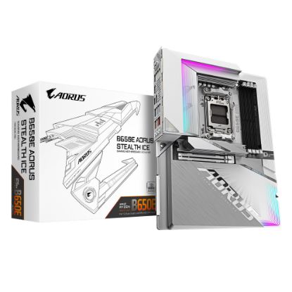 Picture of Gigabyte B650E AORUS STEALTH ICE AMD AM5 ATX Motherboard 4x DDR5~256GB,1x PCIe x16, 3x M.2, 4x SATA 6, 8x USB 3.2, 1x USB-C, 4x USB 2.0