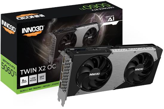 Picture of INNO3D nVidia GeForce RTX 5060 Ti TWIN X2 OC 8GB GDDR7, 2602MHz Boost Clock, RAM 28Gbps, 3xDP, 1xHDMI