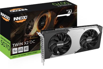 Picture of INNO3D nVidia GeForce RTX 5070 TWIN X2 OC 12GB GDDR7 2542 MHz Boost Clock, RAM 28 Gbps, 3x DP, 1xHDMI 250x116x41mm