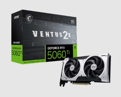 Picture of MSI nVidia GeForce RTX™ 5060 Ti 8G VENTUS 2X OC PLUS, PCI Express® Gen 5 x16, Boost: 2602 MHz, CUDA 4608 Units, 8GB GDDR7, HDMI™ x 1
