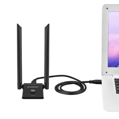 Picture of Simplecom NW628v2 AX1800 Dual Band WiFi 6 USB Adapter with 2x 5dBi High Gain Antennas