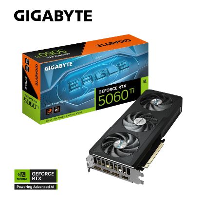 Picture of Gigabyte GeForce RTX™ 5060 Ti EAGLE MAX OC 16G, 2617 MHz, CUDA 4608, 28 Gbps, GDDR7, 128 bit, PCI-E 5.0, PSU 650W, DisplayPort 2.1b *3 HDMI 2.1b *1