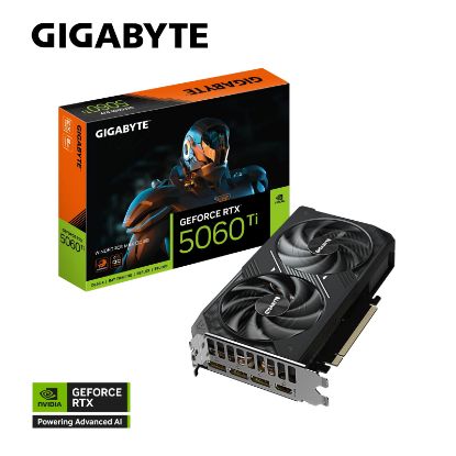 Picture of Gigabyte GeForce RTX™ 5060 Ti WINDFORCE MAX OC 8G, 2587 MHz, CUDA 4608, 28 Gbps, GDDR7, 128 bit, PCI-E 5.0, PSU 650W, DisplayPort 2.1b *3 HDMI 2.1b *1