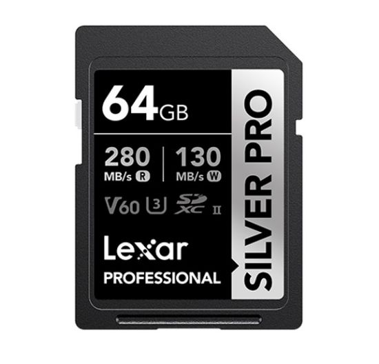 Picture of Lexar Professional SILVER PRO 64GB SDXC™ UHS-II Card 64GB—C10, UHS-II(U3), V60, Silver Pro, up to 280MB/s read, 130MB/s write