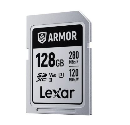 Picture of Lexar Professional ARMOR SILVER PRO 128GB SDXC™ UHS-II Card up to 280MB/s read, up to 120MB/s write, Stainless steel, Rated IP68, 5-meter drop proof