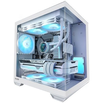 Picture of OKINOS Mirage 4 mATX ARGB Case, ARGB controller, 4x ARGB Fans. Ultimate thermal, Steel,2x USB3.0, 1x3.2 Gen2 USB-C, White Tower Case