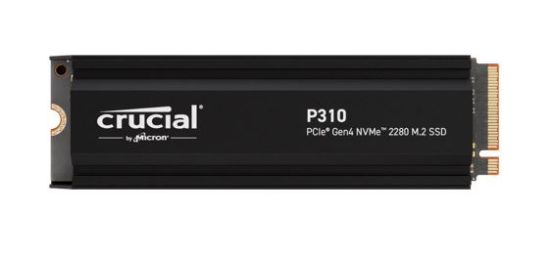 Picture of Crucial P310 4TB Gen4 2280 NVMe SSD Heatsink 7100/6000 MB/s R/W 800TBW 1000K/1000K IOPS 1.5M hrs MTTF Full-Drive Encryption M.2 PCIe4 5yrs