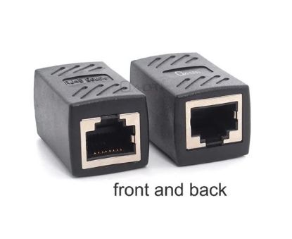 Picture of Oxhorn RJ45 Ethernet Inline 8 pins Coupler / Joiner Female to Female F-F Gold plated connections Black Retail bag