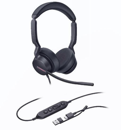 Picture of Yealink UH46 Dual Teams USB-C/A Microsoft  Certified Teams USB Wired Headset 3-Noise-Canceling Microphones 35mm Speaker Busylight Leather Controller