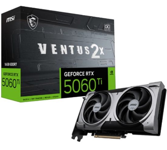 Picture of MSI nVidia GeForce RTX™ 5060 Ti 16G VENTUS 2X OC PLUS, PCI Express® Gen 5 x16, Boost: 2602 MHz, CUDA 4608 Units, 16GB GDDR7, HDMI™ x 1