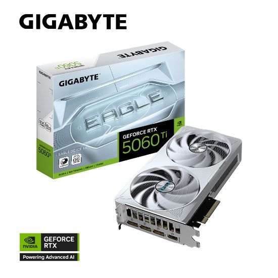 Picture of Gigabyte GeForce RTX™ 5060 Ti EAGLE OC ICE 8G, 2617 MHz, 28 Gbps, GDDR7, 128 bit, PCI-E 5.0, ATX, PSU 650W, DisplayPort 2.1b *3, HDMI 2.1b *1