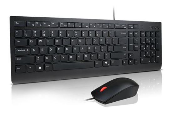 Picture of Lenovo Universal Wired USB Keyboard Mouse Combo Adjustable Tilt Leg Spill Resistant Copilot Keyboard 1600 DPI Optical Sensor Mouse Plug & Play 1.8m
