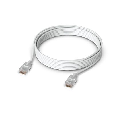 Picture of Ubiquiti UniFi Etherlighting Patch Cable, Length 8M, White, Nano-thin patch cable with 10 GbE support, designed to showcase Etherlighting effects.