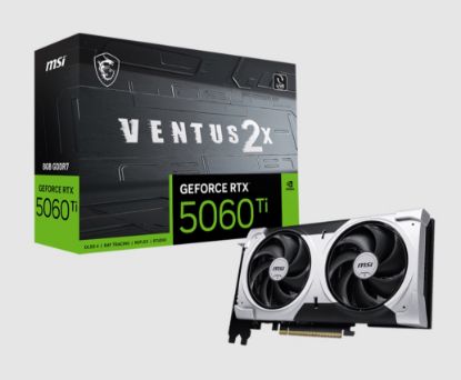 Picture of MSI nVidia GeForce RTX™ 5060 Ti 8G VENTUS 2X PLUS, PCI Express® Gen 5 x16 (uses x8), Boost: 2572 MHz, CUDA 4608 Units, 8GB GDDR7, HDMI™ x 1