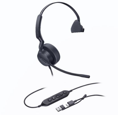 Picture of Yealink UH44 Mono Teams USB-C/A Microsoft Certified USB Wired Headset, Dual Noise-Canceling Microphones, 35mm Speaker, Busylight Leather Ear Cushions