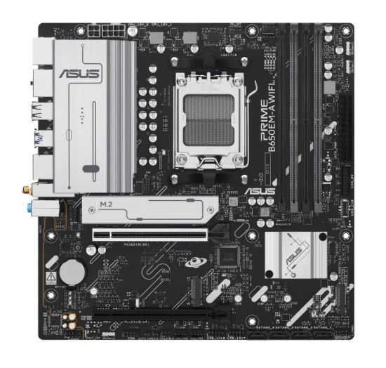 Picture of ASUS AMD B650EM PRIME B650EM-A WIFI (AM5) Micro-ATX Motherboard  4x DDR5 256GB, 1x PCIe 4.0 x16 slot, 3 x M.2 slots, 4 x SATA, Wi-Fi 6