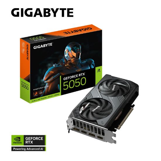 Picture of Gigabyte GeForce RTX™ 5050 WINDFORCE OC 8G, 20 Gbps, GDDR6, 128 bit, PCI-E 5.0, DirectX 12 API, PSU 550W, 8 Pin*1, DisplayPort 2.1b *2, HDMI 2.1b *2