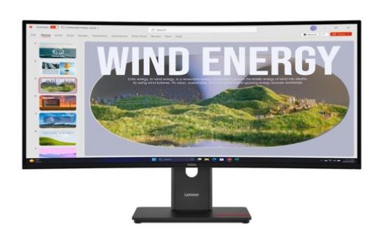 Picture of LENOVO ThinkVision T34WD-40 34' 120Hz WQHD Monitor 1500R Curve 4K 3440x1440 21:9 Height Adjustable Tilt Swivel 100W PD DP HDMI USB-C LAN 4xUSB3.2 Hub