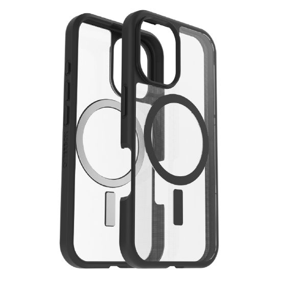 Picture of OtterBox React MagSafe Apple iPhone 16 Pro (6.3') Case Clear/Black -(77-96251),DROP+ Military Standard,Hard Case with Soft Grip Edges,7 Years Warranty
