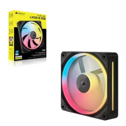 Picture of Corsair iCUE LINK LX120‑R RGB 120 mm PWM Reverse Fan Expansion Single Pack – Black: 66.7 CFM, 2400 RPM, 37.7 dBA, 0.4 A,Static Pressure, Magnetic Dome