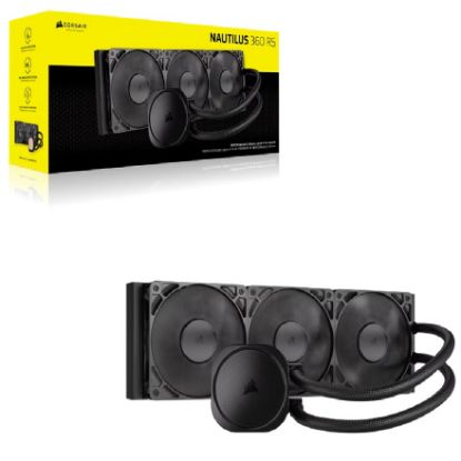 Picture of Corsair NAUTILUS 360 RS Liquid CPU Cooler, Aluminum Rad, Copper Cold Plate, PWM Fan Control, 1700 RPM, 360mm rad, 450mm Tubing, 3x Fans