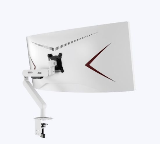 Picture of (LS)AOC AM406W White Desk-mount monitor arm with Alloy Structure. Mechanical Spring. Full Range Motion 17-40' up to 12KG VESA 100 and 75mm
