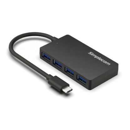 Picture of Simplecom CH350 SuperSpeed USB-C to 4xtUSB-A Hub USB 3.2 Gen1, 5Gbps, plug & play, bus-powered, ABS, 76×41×11mm, 35g, 15cm cable, Win/macOS compatibe