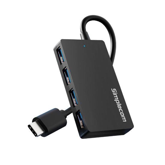 Picture of Simplecom CH352 USB-A to 4xPort SuperSpeed USB 3.2 Gen1, 5Gbps, plug & play, bus-powered, ABS, 76×41×11mm, 35g, 15cm cable, Win/macOS/Linux compatible