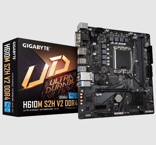Picture of Gigabyte H610M S2H V2 DDR4 Motherboard with 6+1+1 Hybrid Phases Digital VRM Design, PCIe 4.0* Design, Gen3 x4 M.2, DisplayPort / HDMI