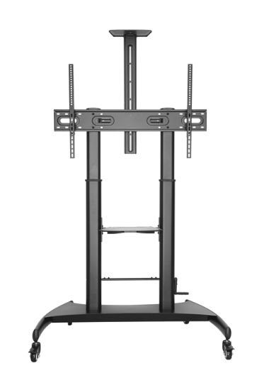 Picture of Brateck Large Screen Telescopic Height-Adjustable Steel TV Cart with Crank Handle Fit 60'-100' Up to 100kg- Matte Black （LS）