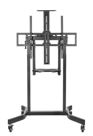 Picture of Brateck Deluxe Motorized Large TV Cart with Tilt, Equipment Shelf and Camera Mount Fit 55'-100' Up to 120kg- Matte Black （LS）