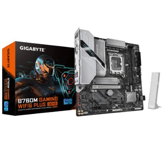 Picture of Gigabyte B760M GAMING WIFI6 PLUS GEN5 Intel LGA 1700 m-ATX Motherboard, 2xDDR5 ~128GB, 1xPCI-E x16, 1xPCI-E x1, 2xM.2, 4xSATA, 5xUSB 3.2, 2xUSB 2.0