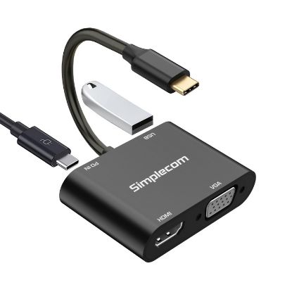 Picture of Simplecom DA440 4-in-1 USB-C Multiport Adapter with Power Delivery USB 3.0 VGA HDMI