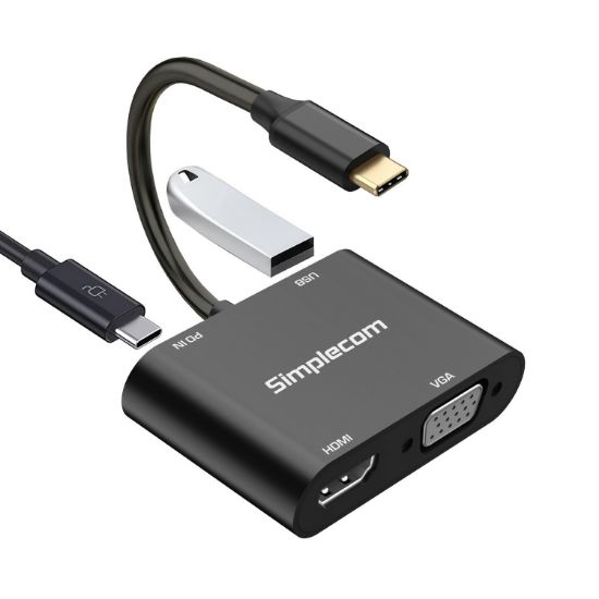 Picture of Simplecom DA440 4-in-1 USB-C Multiport Adapter with Power Delivery USB 3.0 VGA HDMI