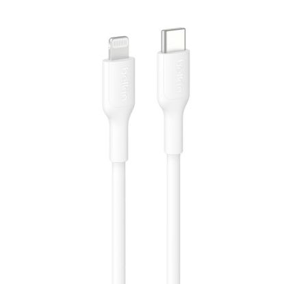 Picture of Belkin BoostCharge Lightning to USB-C Cable (1M) - White (CAA021FQ1MWH), 3A/15W, 480MBPS, 300K+ Bends, Apple iPhone, MFI-Certified, 2 Years Warranty