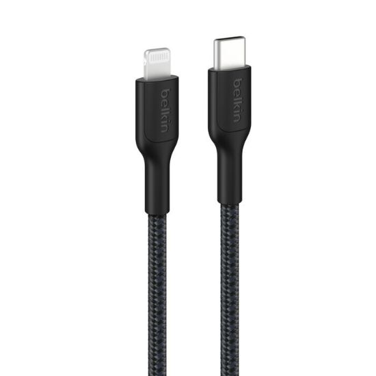 Picture of Belkin BoostCharge Pro Braided Lightning to USB-C Cable (1M) - Black (CAA022FQ1MBK),3A/15W, 480Mbps,350K+ Bends,Apple, MFI-Certified, 2 Years Warranty