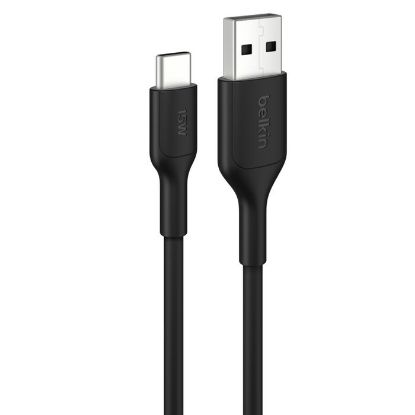 Picture of Belkin BoostCharge USB-C to USB-A Cable (0.15M) - Black (CAB021fq0MBK),3A/15W, 480MBPS, 300K+ Bends, Apple, Samsung, USB-IF Certified,2 Years Warranty