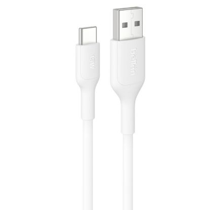 Picture of Belkin BoostCharge USB-C to USB-A Cable (1M) - White (CAB021fq1MWH),3A/15W, 480MBPS, 300K+ Bends, Apple, Samsung, USB-IF Certified,2 Years Warranty
