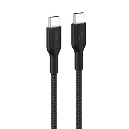Picture of Belkin BoostCharge Pro Braided USB-C to USB-C Cable (1M) - Black (CAB025FQ1MBK), 5A/240W, 480Mbps, 350K+ Bend, USB-IF Certified, 2 Years Warranty