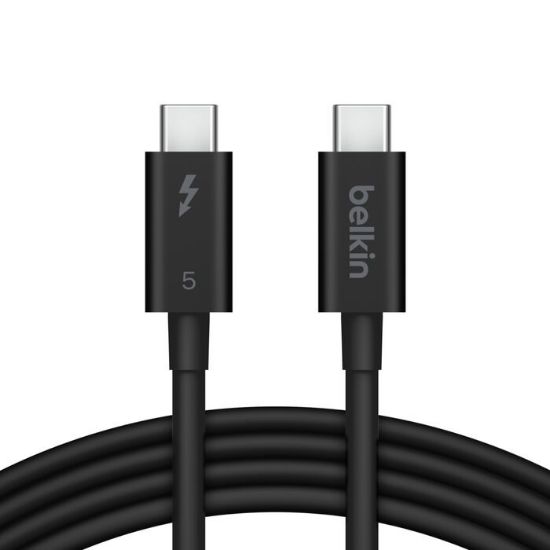 Picture of Belkin Connect Thunderbolt 5 USB-C to USB-C Cable (1M) - Black (INZ005fq1MBK), 5A/240W, 80Gbps, 8K or 4K@540Hz, Durable, 2 Years Warranty